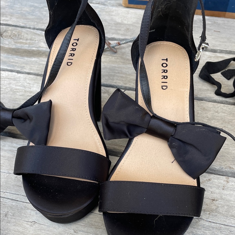 Torrid Black Bow Heeled Sandals